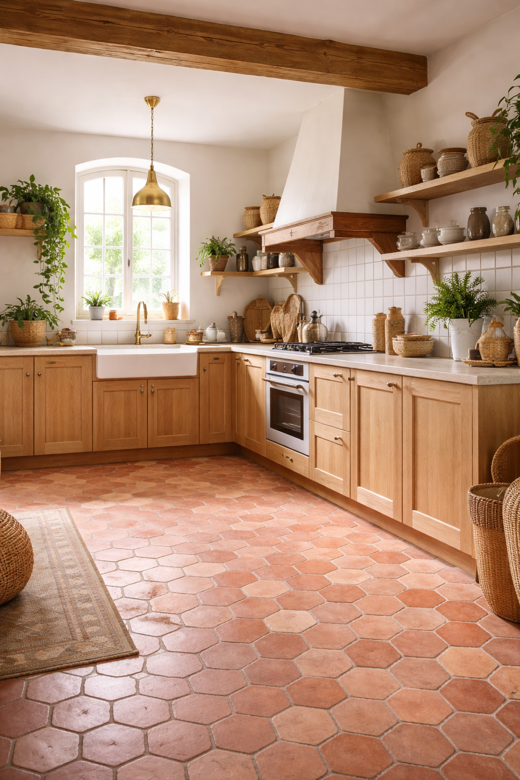 cuisine avec tomette au sol